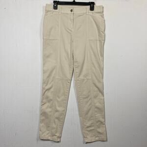 Chico’s Cream Beige Cotton Stretch Utility Pants Size 10
